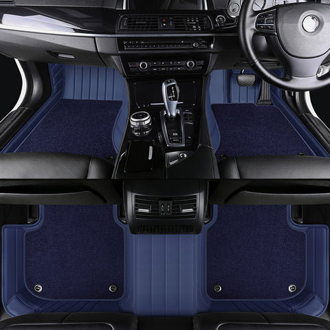 Luxury Genuine Leather Custom Car Floor Mats (Includes Carpet) Vehicle Liners custom logo