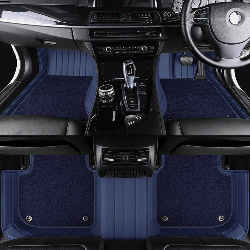 Luxury Genuine Leather Custom Car Floor Mats (Includes Carpet) Vehicle Liners custom logo