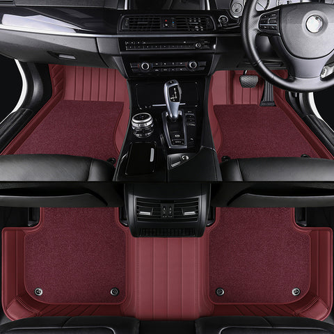 Luxury Genuine Leather Custom Car Floor Mats (Includes Carpet) Vehicle Liners custom logo