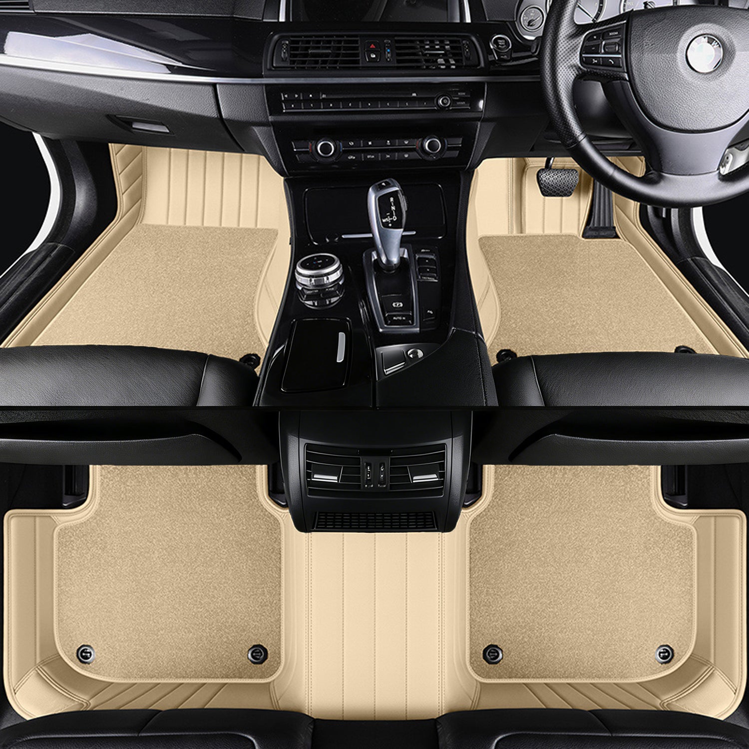 Luxury Genuine Leather Custom Car Floor Mats (Includes Carpet) Vehicle Liners custom logo