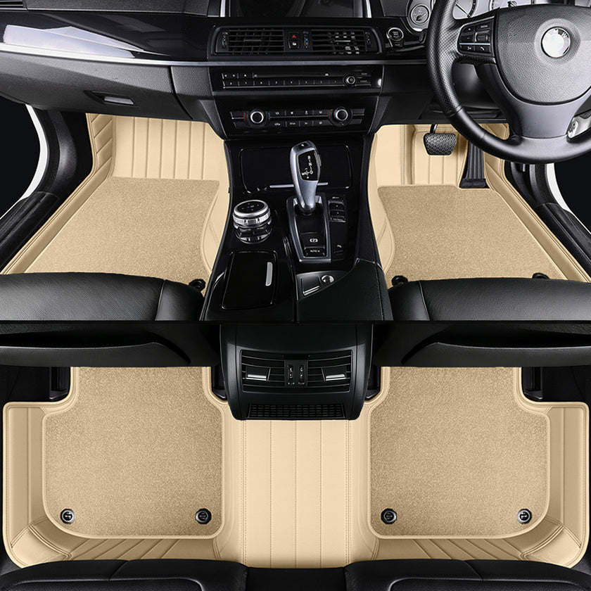 Luxury Genuine Leather Custom Car Floor Mats (Includes Carpet) Vehicle Liners custom logo