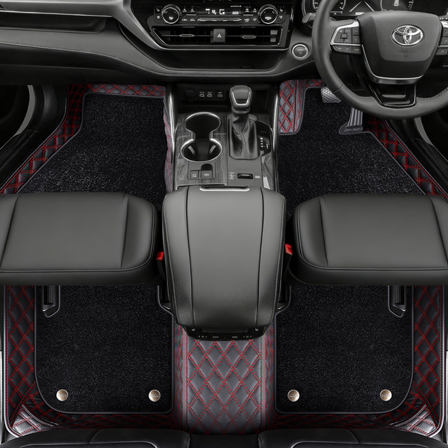 Custom Car Floor Mats with Carpet Classic Diamond Pattern Custom Logo Full Coverage