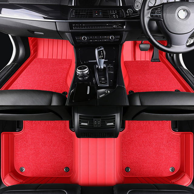 Luxury Genuine Leather Custom Car Floor Mats (Includes Carpet) Vehicle Liners custom logo
