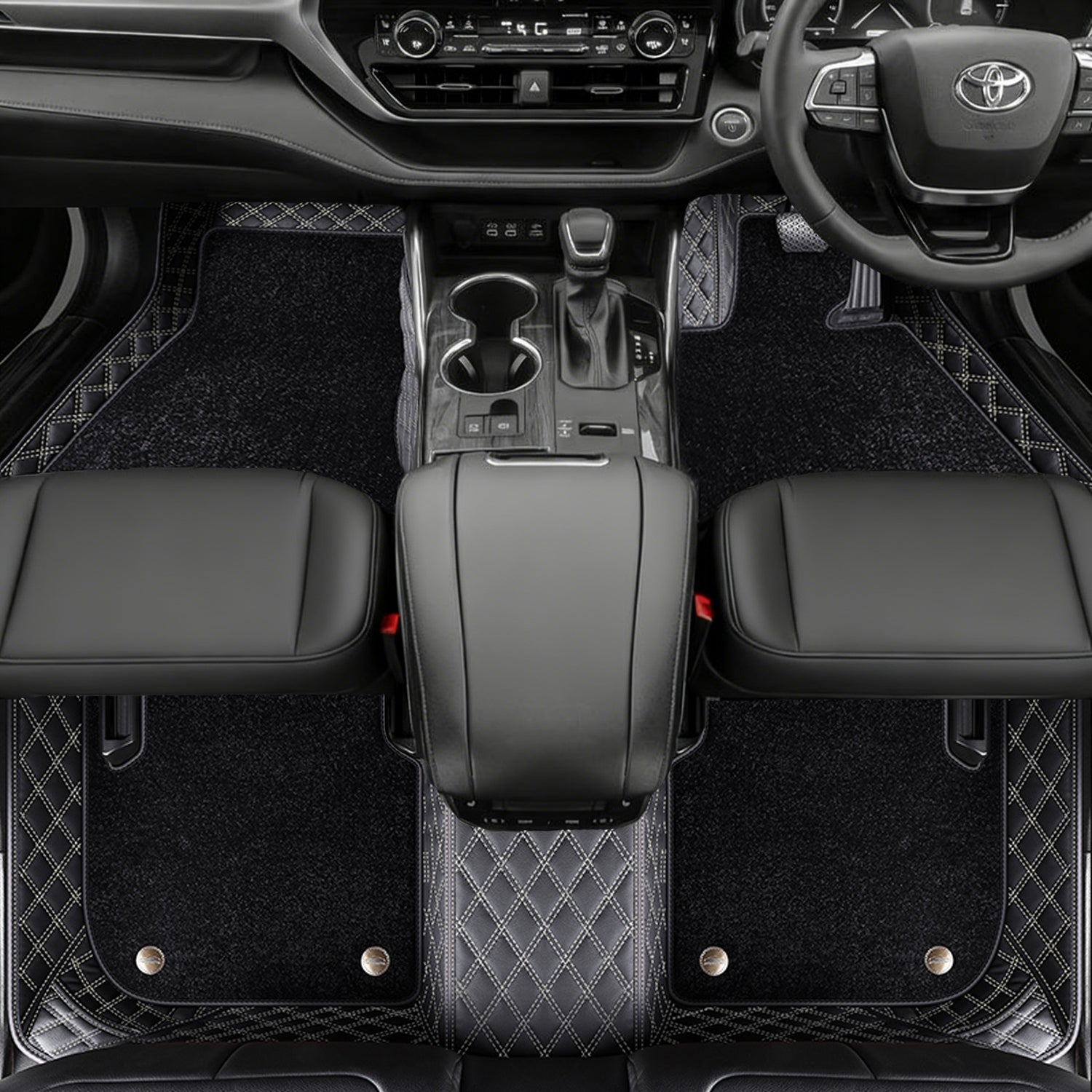 Custom Car Floor Mats with Carpet Classic Diamond Pattern Custom Logo Full Coverage