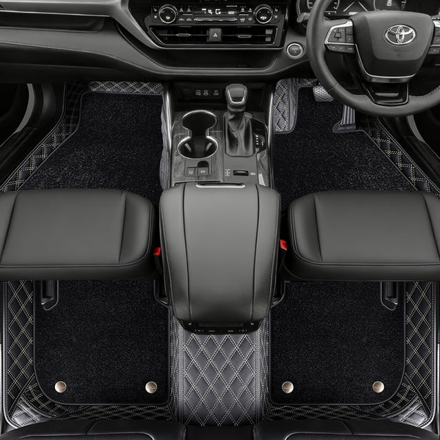 Custom Car Floor Mats with Carpet Classic Diamond Pattern Custom Logo Full Coverage