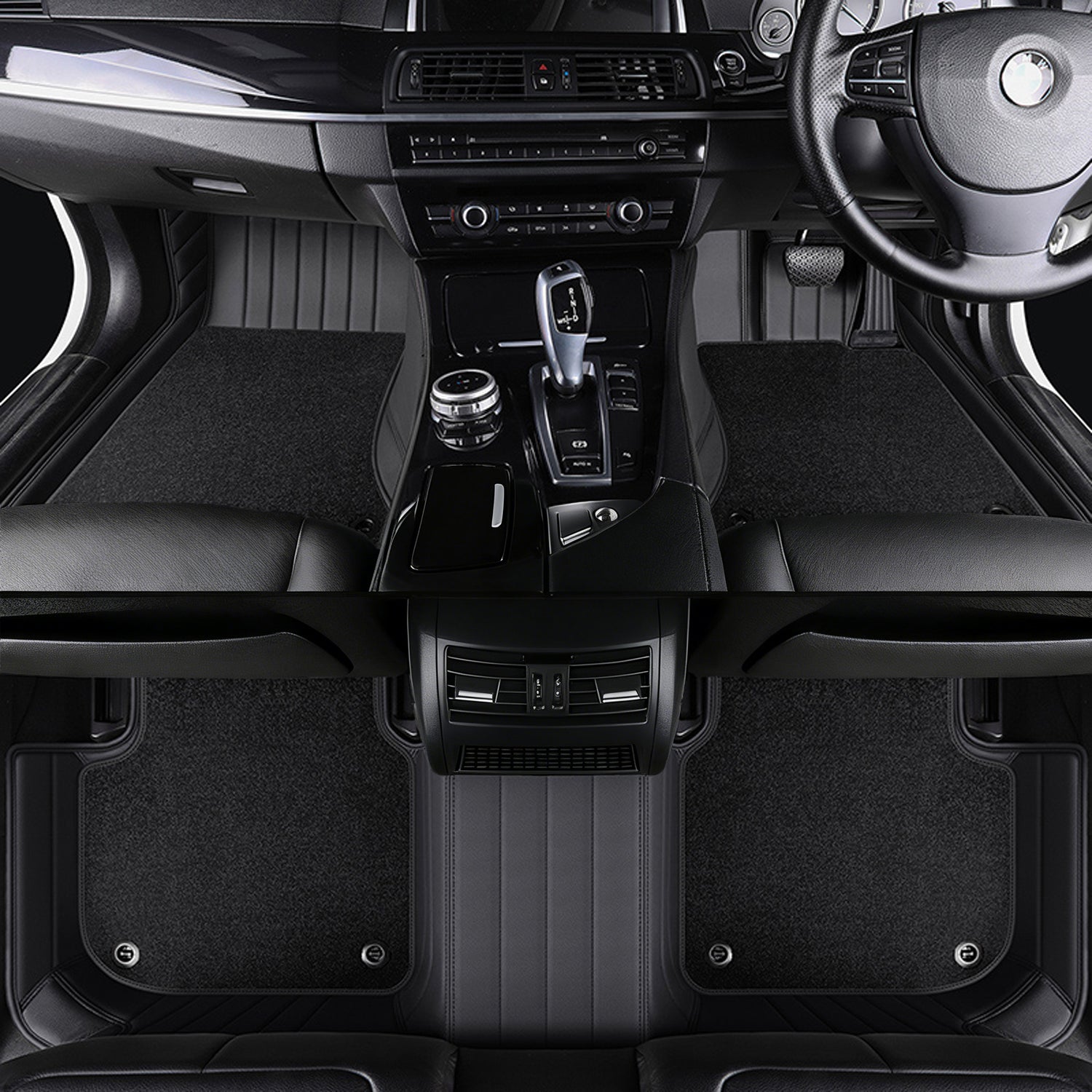 Luxury Genuine Leather Custom Car Floor Mats (Includes Carpet) Vehicle Liners custom logo