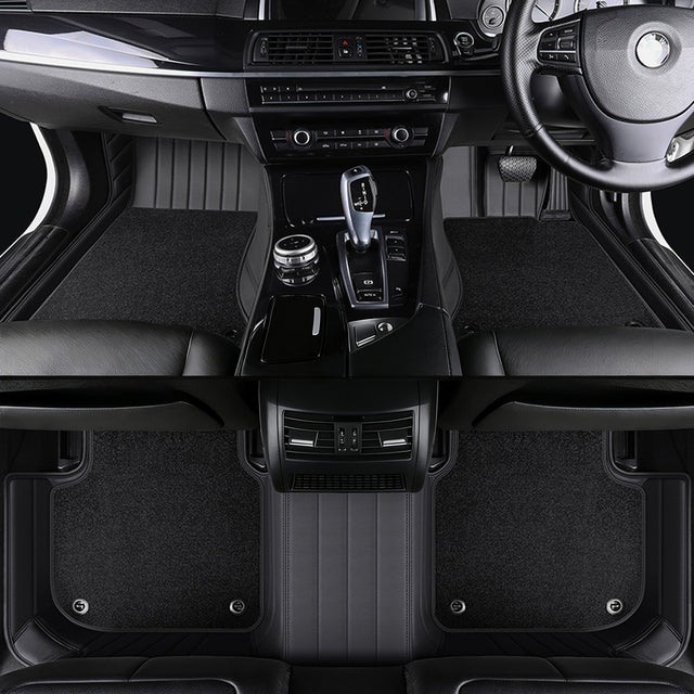 Luxury Genuine Leather Custom Car Floor Mats (Includes Carpet) Vehicle Liners custom logo
