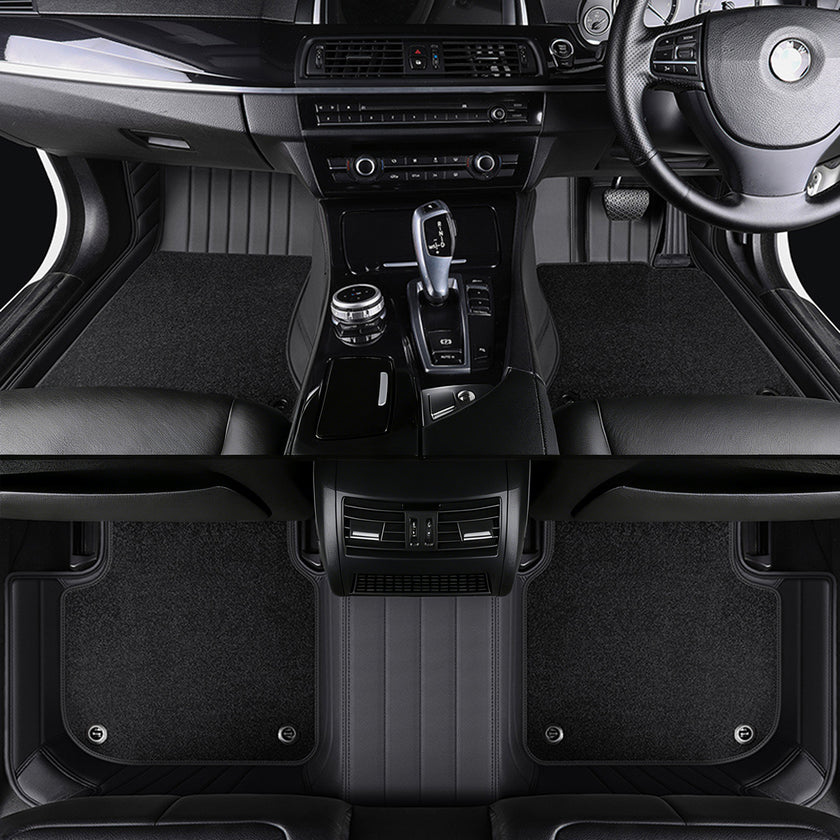 Luxury Genuine Leather Custom Car Floor Mats (Includes Carpet) Vehicle Liners custom logo