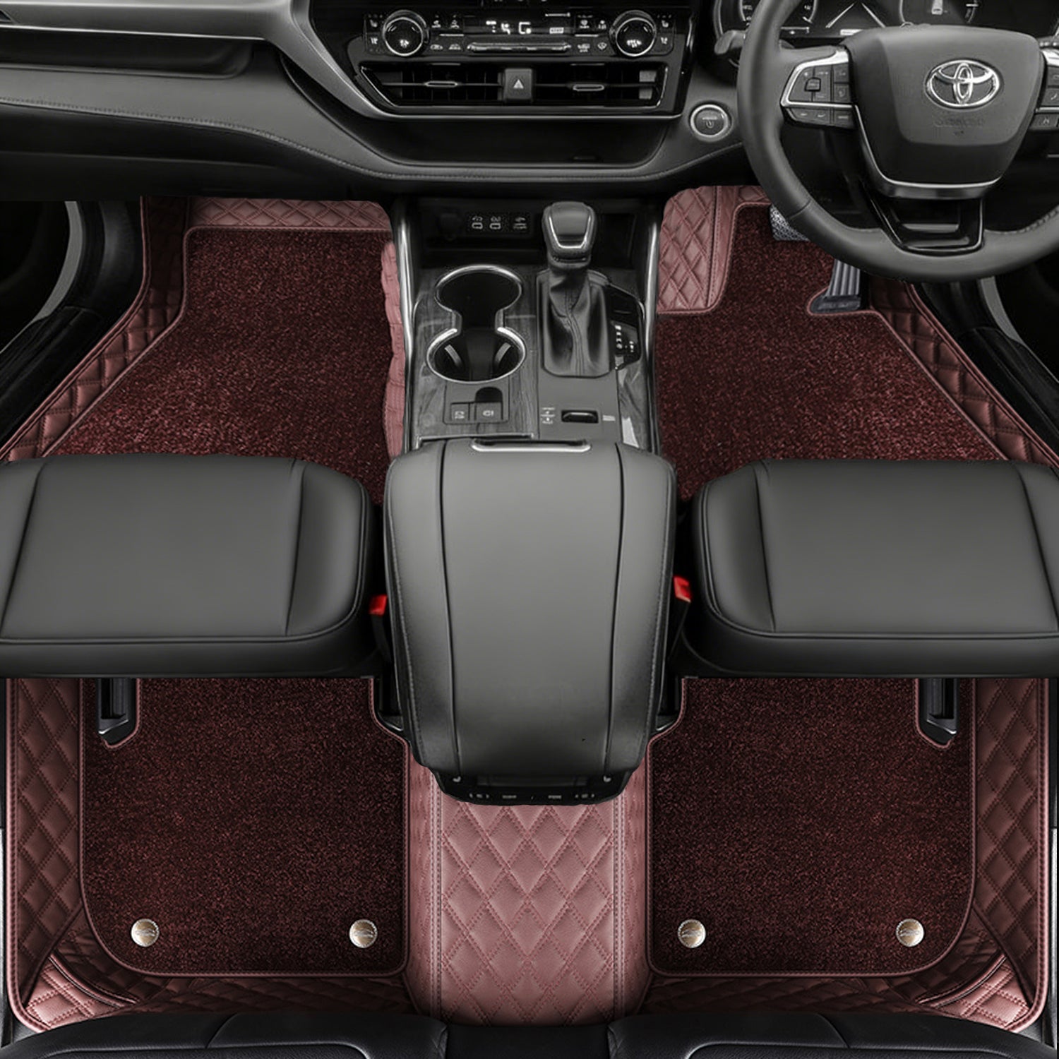 Custom Car Floor Mats with Carpet Classic Diamond Pattern Custom Logo Full Coverage