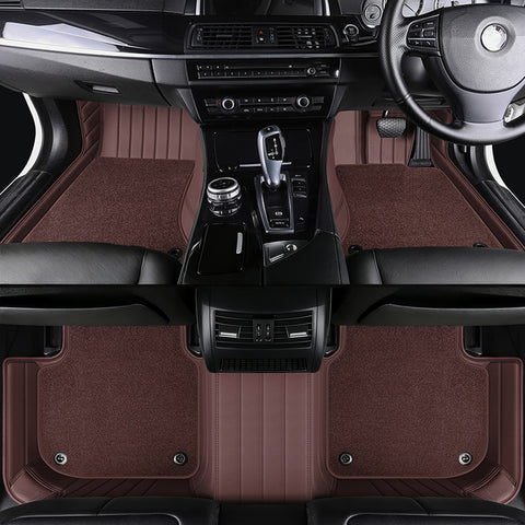 Luxury Genuine Leather Custom Car Floor Mats (Includes Carpet) Vehicle Liners custom logo