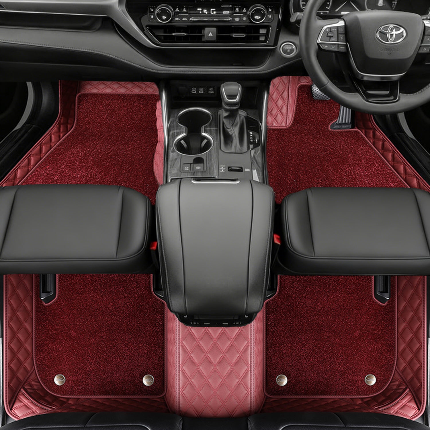 Custom Car Floor Mats with Carpet Classic Diamond Pattern Custom Logo Full Coverage