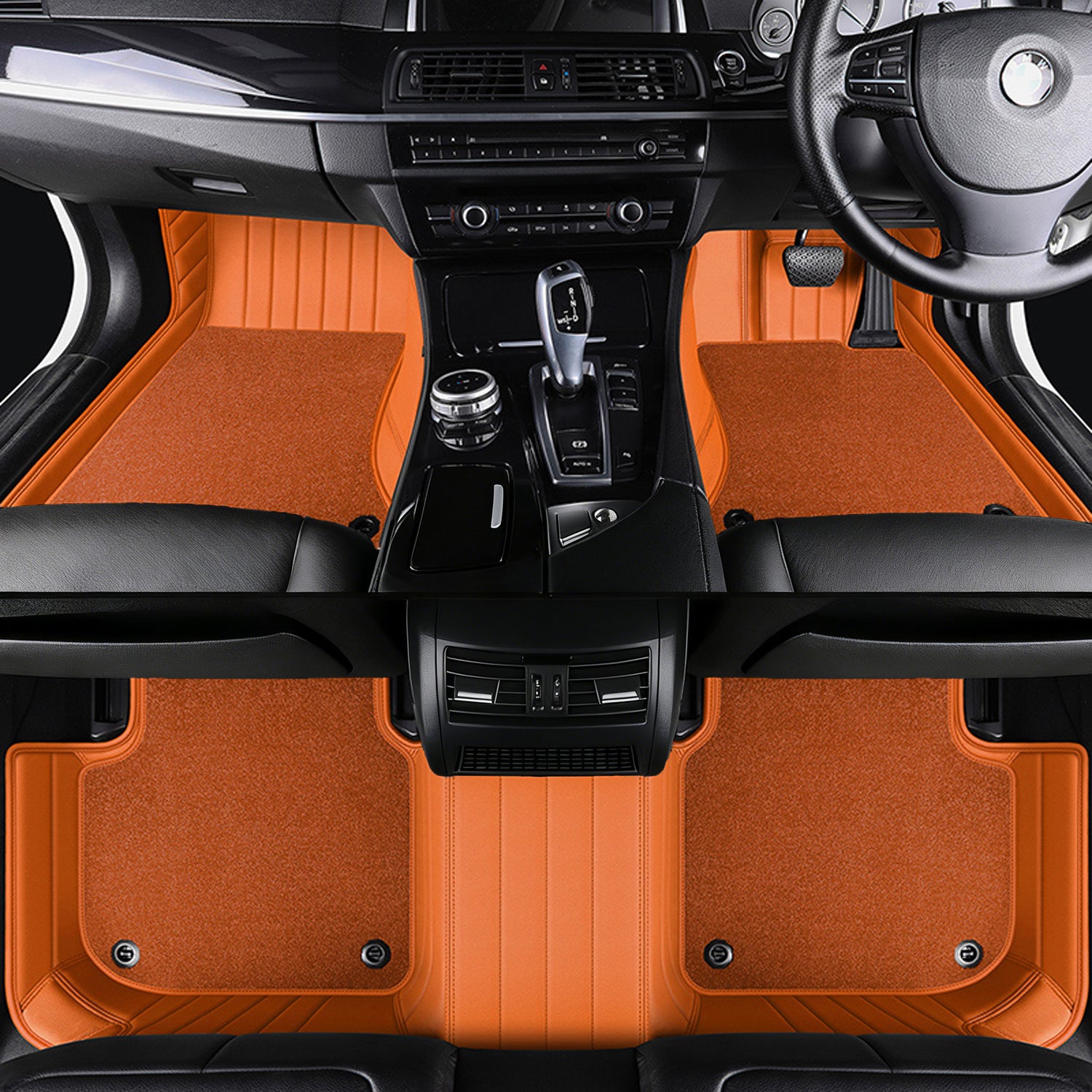 Luxury Genuine Leather Custom Car Floor Mats (Includes Carpet) Vehicle Liners custom logo