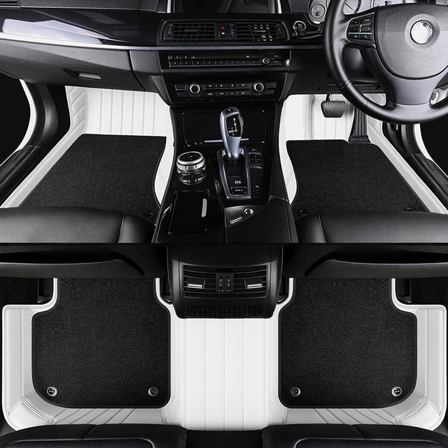 Luxury Genuine Leather Custom Car Floor Mats (Includes Carpet) Vehicle Liners custom logo