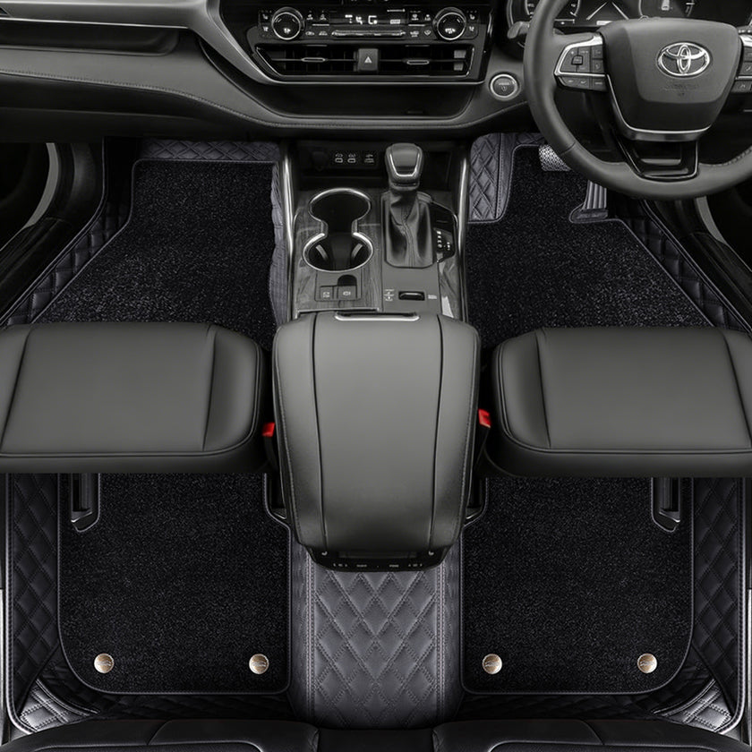 Custom Car Floor Mats with Carpet Classic Diamond Pattern Custom Logo Full Coverage